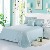 外贸纯棉绣花床单单件全棉枕套三件套1.5 1.8 2.0m米床双人蓝色