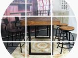 2016木板铁艺实木餐桌椅组合休闲咖啡西餐厅长方形组装桌椅套件