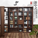 中式实木转角书柜自由组合书架储物柜收纳柜书房简约胡桃木大书柜