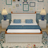 实木床1.8米双人床白色松木床欧式床1.5米单人床1.2m公主床成人床