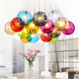 个性玻璃球吊灯儿童房彩色泡泡吊灯创意艺术led灯卧室客厅餐厅灯