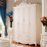 欧式衣柜实木卧室四门衣柜木质整体法式白色板式衣柜衣橱子
