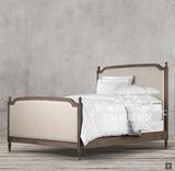 复古现代美式乡村实木床橡木法式外贸实木软包双人床雕花新古典床