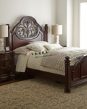美式古董实木家具法式仿古做旧宫廷床欧式实木床古典雕花床双人床