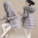 2016年新款韩版大毛领品牌羽绒服女中长款大码加厚修身A字斗篷型