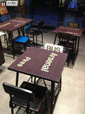 厂家直销铁艺新款实木餐椅复古咖啡厅酒吧奶茶店桌椅餐厅