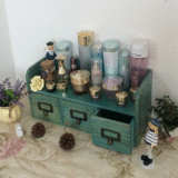 zakka实木质桌上收纳抽屉柜梳妆台面储物盒首饰化妆品整理置物架