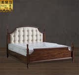 美式乡村实木床四柱床欧式大床雕花双人床1.8米复古卧室架子床