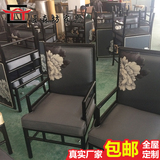 新中式餐椅售楼处酒店会所工程茶楼洽谈椅餐厅实木布艺休闲椅家具