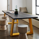 loft复古实木餐桌椅组合 现代简约小户型长桌电脑桌咖啡餐厅饭桌