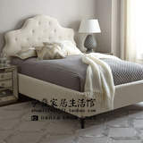 法式北欧拉扣床美式乡村布艺床小户型实木双人床1.8米2m软床婚床