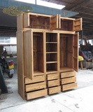 中式老榆木简约衣柜全实木组装推拉门储存柜现代经济型柜子定制