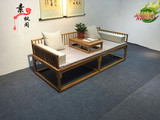 老榆木免漆罗汉床现代古典实木沙发床茶室简约贵妃榻新中式禅意床
