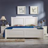 实木床美式乡村床1.8米床黑胡桃木色床欧式成人床白色卧室家具
