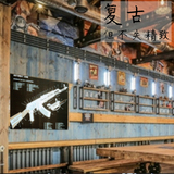 美式复古loft工业风木板画帆船黑板壁挂创意个性酒吧墙面软装饰品