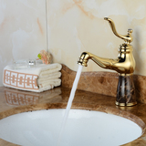欧式天然玉石水龙头 全铜仿古抽拉式面盘龙头 浴室冷热水龙头金色