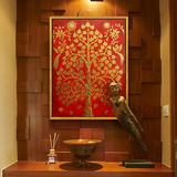 泰式东南亚金箔壁挂画装饰品客厅玄关卧室餐厅手绘油画菩提树