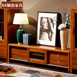 新中式全实木胡桃木电视柜客厅家具厅柜地柜储物柜电视剧柜子