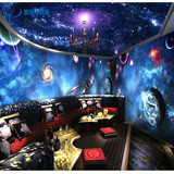 3D星空科幻墙纸 太空星球主题酒吧KTV个性包间背景墙壁纸大型壁画