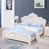 全实木欧式储物床1.5米 法式双人雕花床水曲柳1.8公主白色高箱床