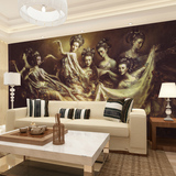 3D壁画墙纸电视背景墙壁纸客厅玄关背景敦煌飞天仙女佛教茶室