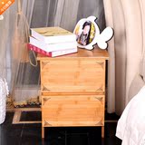 楠竹实木2层抽屉床头柜收纳储物柜现代创意卧室床边柜特价包邮