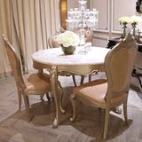 欧式餐桌 别墅奢华大理石圆餐桌1.25米 美式餐厅一桌6椅组合家具