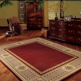 喜庆中式纯羊毛红地毯沙发茶几毯婚房卧室床前毯回纹客厅地毯定制