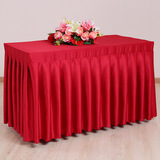 定制长方形桌布会议办公室酒店餐桌布料围裙红色纯色加厚特价包邮
