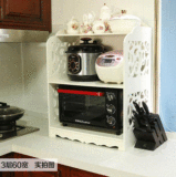 微波炉架子欧式落地 白色3层雕花收纳 电器烤箱架厨房置物架木质