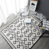 条纹简约黑白北欧棉麻地垫客厅茶几垫沙发地毯卧室床边垫可机洗
