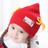 韩版女婴儿帽子秋冬3-6-12个月宝宝假发帽儿童纯棉保暖可爱公主帽