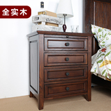 床头柜纯全实木美式乡村卧室置物柜欧式简约现代收纳柜白蜡木定制