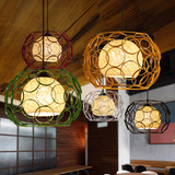 北欧宜家创意个性铁艺灯具卧室吧台麻藤餐厅过道灯现代简约吊灯