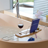 UMBRA浴缸架伸缩式防滑置物架卫生间置物板浴室收纳架竹板展示架
