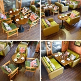 新品北欧咖啡厅桌椅 西餐茶餐厅实木餐椅 奶茶甜品店沙发卡座组合