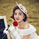 日韩欧美复古手作蕾丝新娘礼帽婚纱照饰品结婚度假蜜月发饰帽子