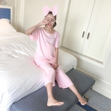 孕妇睡衣夏 套装 家居服2016新款纯色月子服产后宽松薄款孕妇装