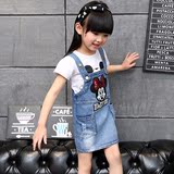 韩版童装新款3-7岁春秋装儿童牛仔背带裙女童套装连衣裙夏季