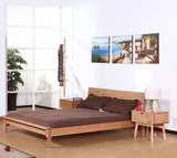纯实木床日式床风格现代简约北欧宜家橡木1.2床/1.5m1.8单双人床
