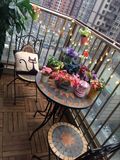 欧式庭院铁艺马赛克户外休闲阳台茶几三件套装折叠咖啡厅桌椅组合