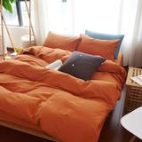 秋冬床品保暖素色纯棉磨毛四件套纯色被套单人 双人床上用品