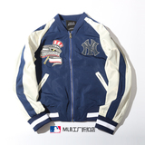 韩国MLB棒球服刺绣男短款外套夹克NY情侣飞行员秋装薄款拼接外套