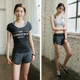 韩国夏季健身房瑜伽服三件套装女跑步跳操运动背心短裤速干健身服
