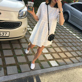 韩国进口东大门女装正品代购 2016夏季新款 甜美镂空袖蕾丝连衣裙
