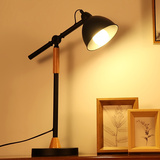 宜家创意台灯卧室床头实木温馨木质桌灯北欧客厅书房个性折叠台灯