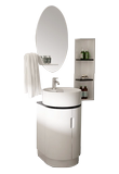 简约现代PVC圆形小户型浴室柜组合 落地式白色洗手脸台上盆卫浴柜