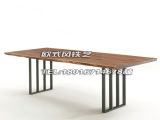 美式复古铁艺餐桌 实木做旧长方桌 原木办公桌会议桌电脑桌工作台
