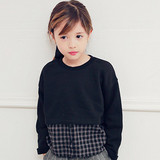 现货 韩国童装代购 男童正品秋装 AMBER拼接衬衫卫衣儿童加绒T恤
