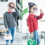 2016韩国女童秋装新款 针织圆领长袖毛衣外套套头衫儿童时尚毛衣